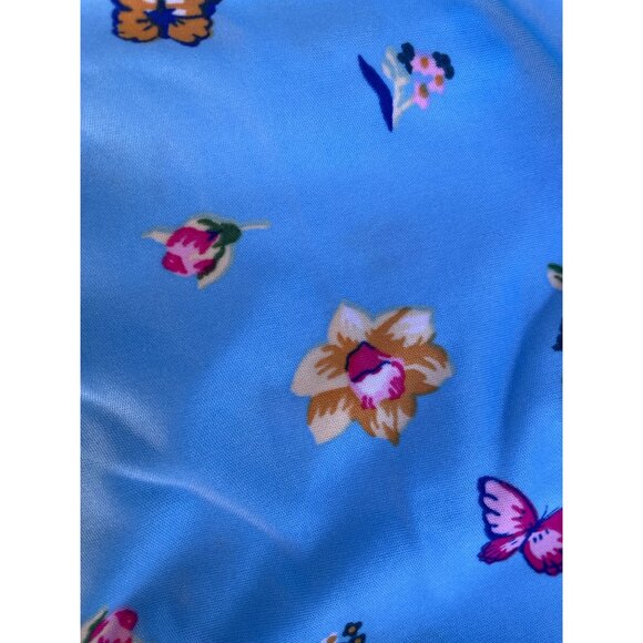 Blue Floral Butterfly Print Short Sleeve House Dress 1X By Metropolitan 100% Pol - Picture 8 of 9